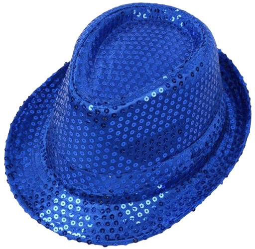 FEDORA klobúk flitrové klobúky SEQUINS NAVY BLUE