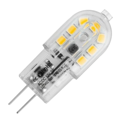 EcoLight LED žiarovka G4 závit 3W 12V AC / DC Teplá farba 3000K pastilka
