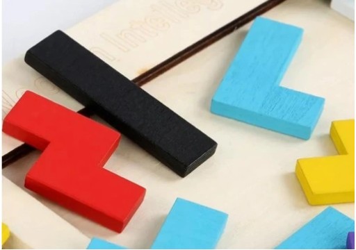 Puzzle Drevené kocky Montessori Tetris Puzzle