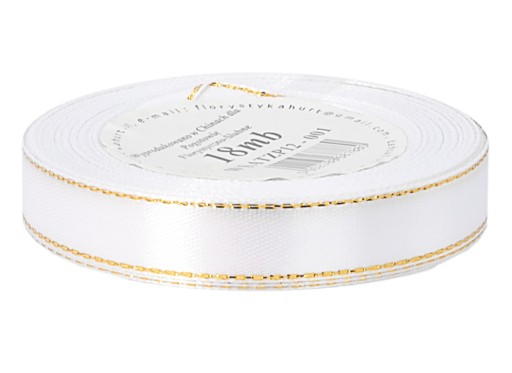 Saténová saténová stuha GOLD STRIPES, 12mm/18mb, 12 farieb na výber