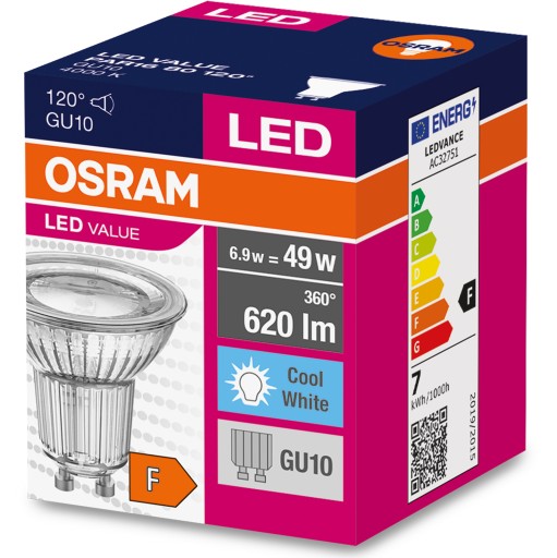 GU10 LED žiarovka 6,9W = 49W 4000K 120° OSRAM