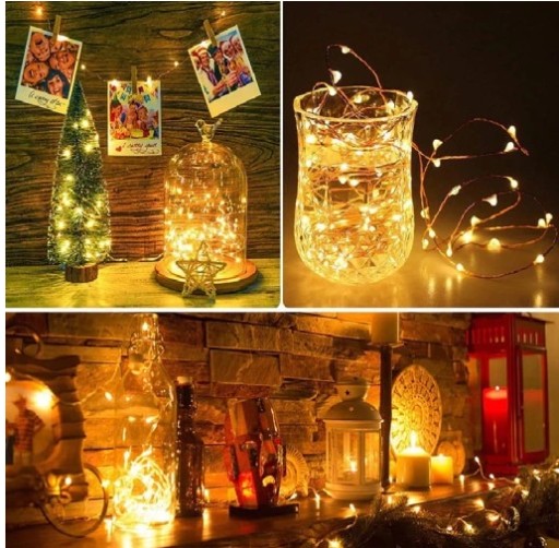 Svetielka na vianočný stromček micro LED svetielka na ozdoby 2m 20 LED teplá biela