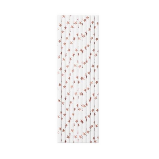 Papierové slamky 10 ks Rose Gold Stars