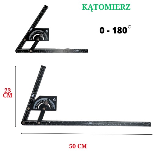 NASTAVITEĽNÝ UHEL S PROTRAKMETROM 0-180° UNIVERZÁLNY 230X500MM NASTAVITEĽNÝ
