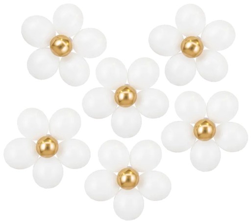 Sada FLOWERS Balónové kvety Biele zlato prijímanie Krstná svadba DIY 6 ks.