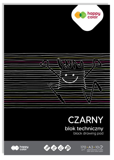 Čierny technický blok A3 170g 10 listov Happy Color