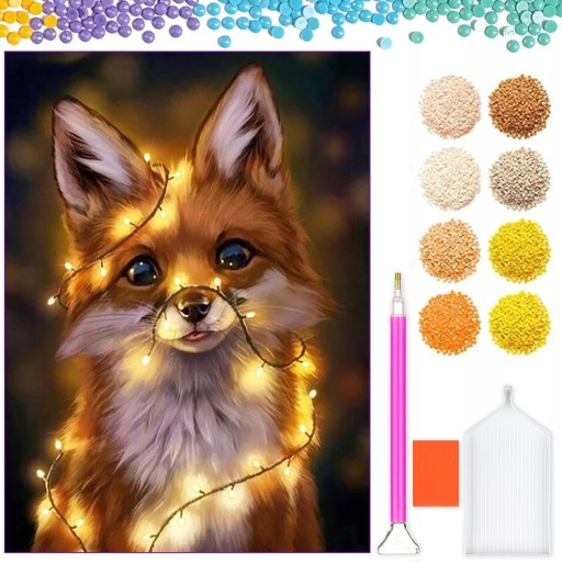 DIAMANTOVÁ VÝŠIVKA Diamantová maľba Diamantová mozaika pre deti Sada Fox