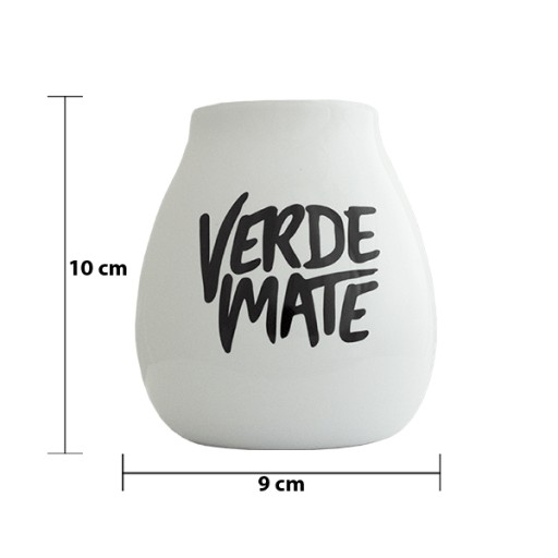 Biela keramická tekvica s logom Verde Mate, 350 ml