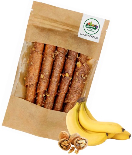 OVOCNÉ VALCE Banán s orechmi 50g Prírodný ovocný snack Banán