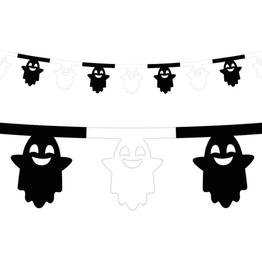 BANNER DUCHOVNÁ GARLANDA halloweenskí duchovia biela a čierna