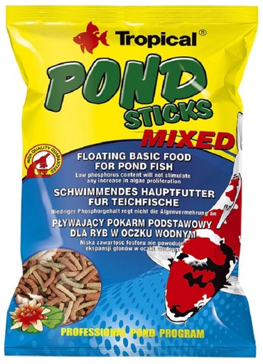TROPIKÁLNE tyčinky do jazierka Zmiešané 90g/1L krmivo do jazierka