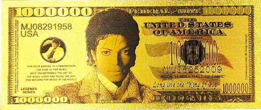 MICHAEL JACKSON Krásna kolekcia pozlátených bankoviek