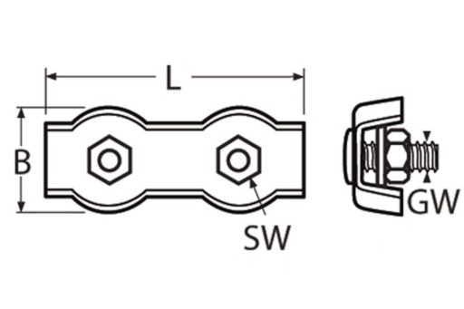 Svorka sedlového lana Inox A4 AISI-316 3 mm