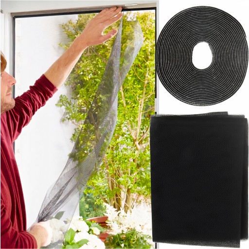 SIEŤKA PROTI HMYZU OKENNÁ 130x150 + VELCRO ČIERNY PROTI HMYZU A KOMÁROM