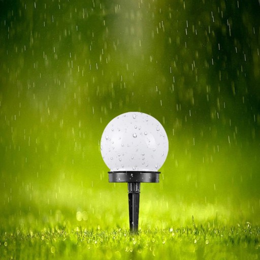 LED SOLÁRNA ZÁHRADNÁ LAMPA BIELA GUĽA 10cm