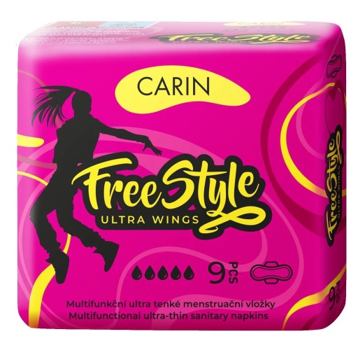 Hygienické vložky CARIN Ultra wings FREE STYLE, 9 kusov