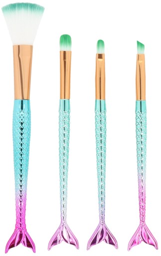 MERMAID MAKEUP BRUCHES SET BRUSH BRUSH, 4 ks.