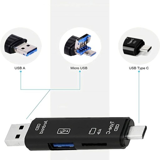 HUB Čítačka kariet MicroSD 3 v 1 MicroUSB USB 2.0 USB-C
