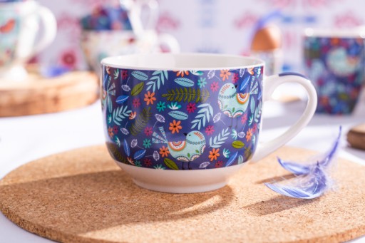 XXL porcelánový hrnček na kávu, čaj a polievky Altom Design Folk birds 500ml