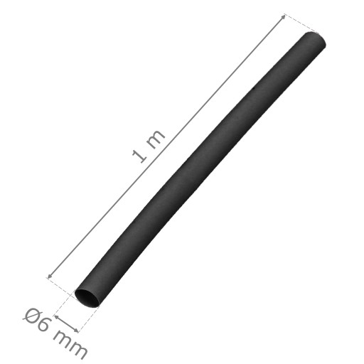 ČIERNA ZMRŠŤOVACIA TUBA Ø6mm 1 METER