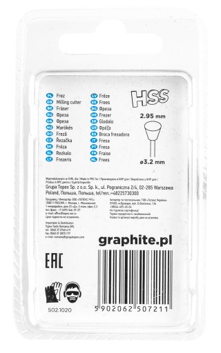 HSS trapézová fréza 2,95 mm, stopka 3,2 mm, 2 ks.