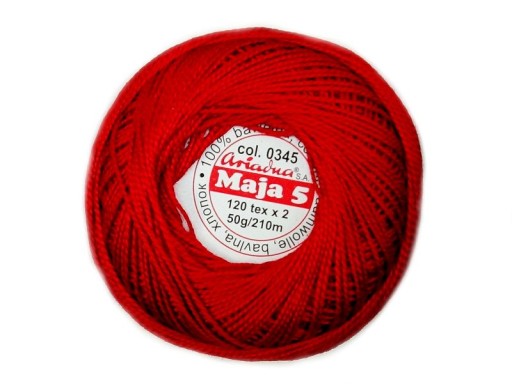 Cordonek MAJA 5 Ariadna 0345 červená 50g 210m