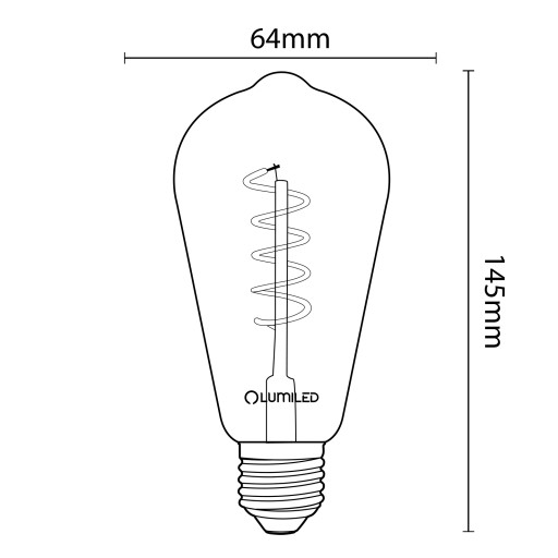 E27 EDISON ST64 LED žiarovka 6W FILAMENT DEKORATÍVNA RETRO DYMOVÁ ŠPIRÁLA