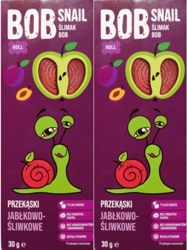 SNAIL SNACK Bob Slimák jablkovo-slivková roláda 2 x 30 g OVOCIE NATURAL