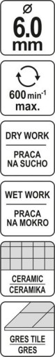 6MM hrnčiarska vŕtačka na mokré a suché vŕtanie Yato YT-60422