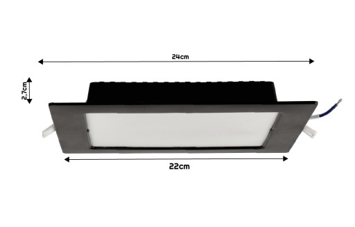 LED stropné svietidlo, zápustné, zápustné, 18W, 1980lm, 4000K, čierne