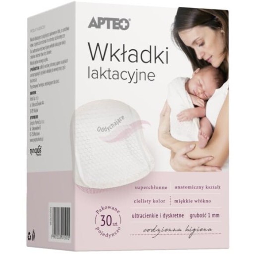 Jednorazové laktačné vložky Apteo Care, telovej farby, 60 kusov