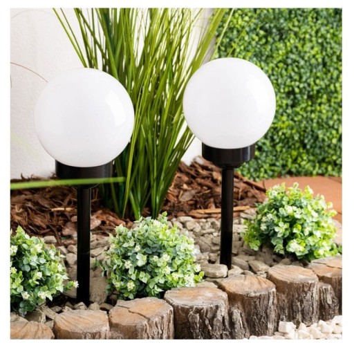 SOLÁRNA ZÁHRADNÁ LAMPA SILNÁ BIELA LED GUĽA XXL 2 ks