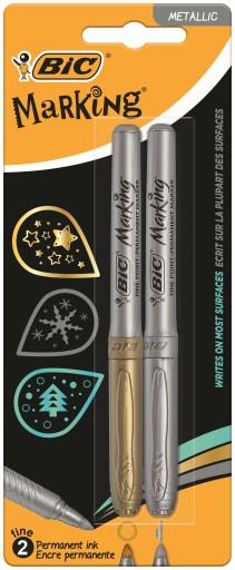 BIC PERMANENTNÝ ZNAČOVAČ METALICKÝ ZLATÝ A STRIEBORNÝ X2