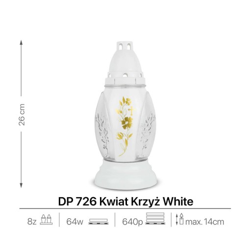 Umelecká sviečka 26 cm Biela DP726 Sklenená maľovaná sviečka s vložkou
