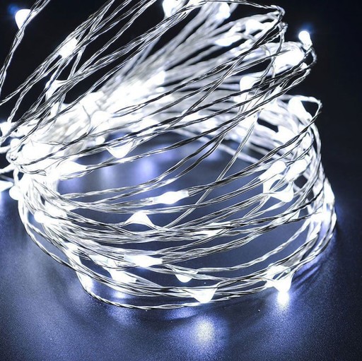 100 LED DRÔTOV SVIETLA NA VIANOČNÝ STROMČEK, STUDENÁ BIELE, MIKRO BATÉRIE