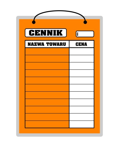 Laminovaná ceduľa CENNÍK oranžová - A4