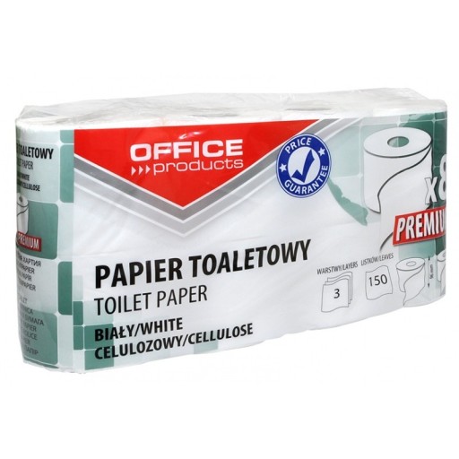 Prémiový biely toaletný papier 3-vrstvový - 8 roliek