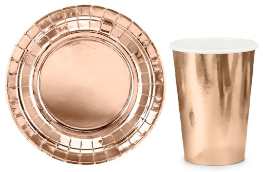 Sada taniere, šálky ROSE GOLD, 12 ks