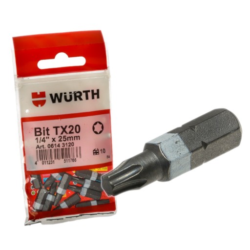Skrutkovací bit TORX TX20 1/4 25mm biely