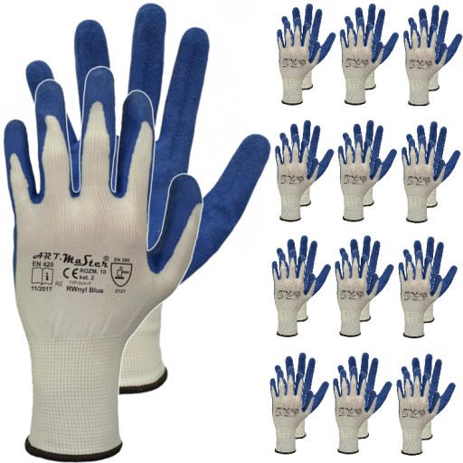 PRACOVNÉ RUKAVICE záhradné rukavice LATEXOVÝ POVRCH STRONG 12 PÁROV