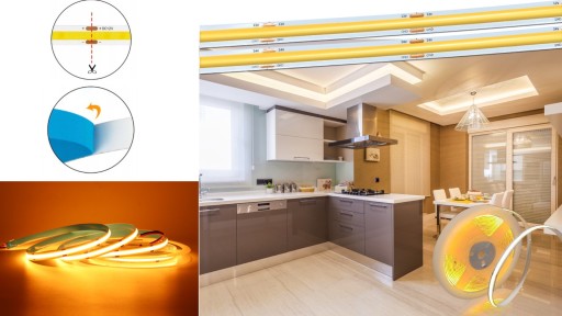 Neónový COB LED pás 12V TEPLÝ 1m Homogénny