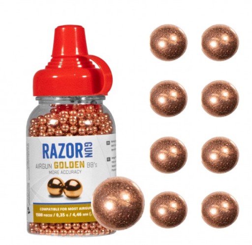 RazorGun Golden 4,46mm BBs guličky 1500 ks Medené guličky do vzduchovej pištole