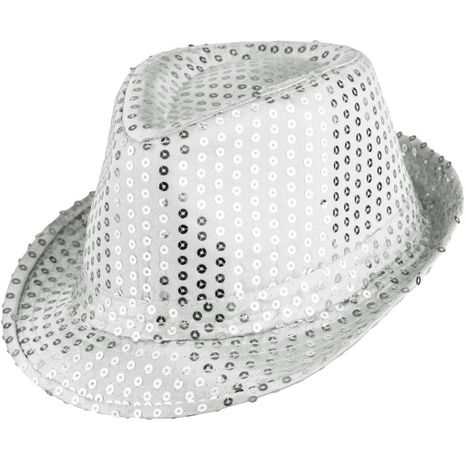 Klobúk FEDORA, flitrové klobúky, STRIEBORNÉ FILTRY