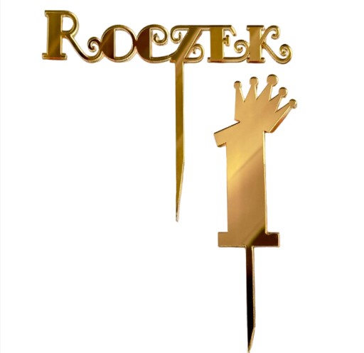 Ročný s číslom 1 s korunkou Topper First Birthday Plexiglass Gold Mirror
