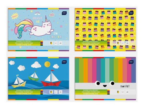 INTERPRINT VÝREZ BLOK KNIHA FAREBNÉHO PAPIERA A4 mix vzorov