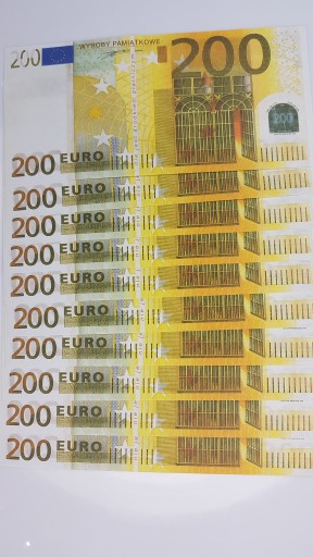 200 eurové bankovky pre zábavu a poučenie, balenie 10 kusov