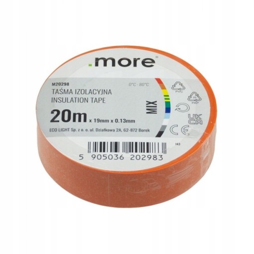 PVC IZOLAČNÁ PÁSKA 19MM 20M ORANŽOVÁ mäkká