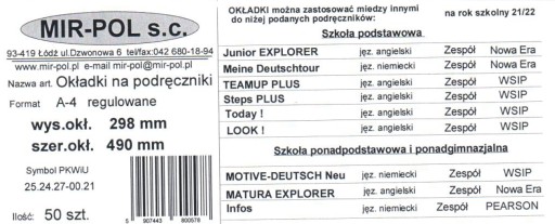 Obal na učebnicu 298mm, nastaviteľný, cestovný list