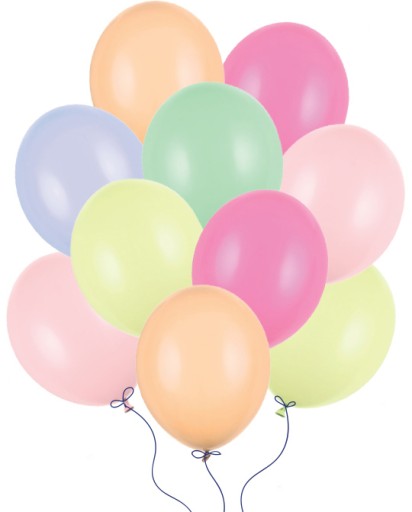 FAREBNÉ NARODENINOVÉ BALÓNY PASTELOVÉ SILNÉ NA NARODENINY 27CM 11 PALCOV 50 KS