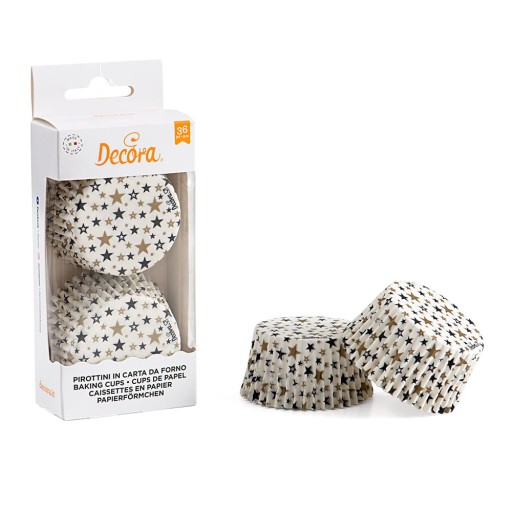 BLACK GOLD STARS košíčky na muffiny 50x32mm 36s